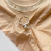 Kashite versão coreana de S925 prata de lei moda simples bonito suporte de pérola e prata anel aberto fresco anel de dedo para crianças
