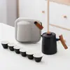 Juego de Té Portátil para Viaje Juego Pequeño Equipaje de Mano Camping al Aire Libre Taza de Preparación Rápida Una Tetera Seis Tazas Olla para Hacer Té Equipo para Beber Té