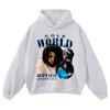 Moletom com Capuz Lavado Estampado Vintage Flor Frita Gola Redonda Algodão Puro Tamanho Plus Size Streetwear Desgastado Capuz Solto