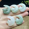 Colgante de Joyería para Orejas de Jade Verde Natural de Tianshan de Xinjiang, Colgante de Jade Lindo con Forma de Gato para Niñas, En Stock
