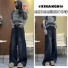 Jeans Retro Americanos para Mujer Primavera y Verano 2025 Nuevos Pantalones de Cintura Alta Pierna Ancha Rectos Sueltos Casuales