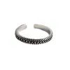 Anillo Cuadrado Geométrico Negro Vintage para Mujer Anillo de Dedo Retorcido Simple de Nicho Moda Plata Tailandesa Imitación Antigua Anillo Abierto