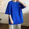 Camiseta de Manga Corta para Hombre Verano Seda de Hielo Delgada Ins Marca de Tendencia Trendy Camiseta Holgada Waffle Grueso Pareja Media Manga