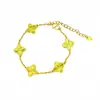 Pulsera Popular de Oro Arena Antigua Escama de Dragón Flor de Cuatro Hojas de Xiaohongshu para Mujer, Pulsera de Trébol Hielo Triturado Cinco Flores al por Mayor