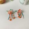 Pendientes elegantes de borla de flor de jade melocotón de estilo antiguo, pendientes artísticos de atmósfera romántica, pendientes retro de moda nacional para mujer, venta al por mayor