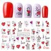 Nuevas pegatinas de uñas transfronterizas serie Día de San Valentín lindo oso amor pequeño contacto calcomanías de uñas con marca de agua al por mayor