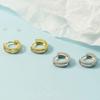 Nuevo estilo coreano de moda con diamantes de imitación y doble diamante Rai, pendiente con hebilla para oreja, pendiente con hueso para oreja, pendientes exquisitos para mujer, sencillos y combinables.
