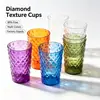 Vasos de Plástico Coloridos con Patrón de Diamantes, Vasos Domésticos para Bebidas Frías y Enjuague Bucal, Juego Multicolor, Vasos de Plástico con Stock Listo para Exportación