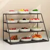 Estante multicapa para preparación de alimentos para restaurantes, estante de almacenamiento para platos y utensilios, solución de almacenamiento para encimeras de restaurante