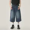 Pantalones Cortos de Mezclilla Retro Americanos de Mejor Venta en Aliexpress para Hombre, Shorts Rectos Holgados de Pierna Ancha con un Diseño Elegante, Transfronterizo