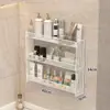 Prateleira de porta de banheiro, sem furar, multi-camadas para espaços estreitos, montada na parede, prateleira lateral de armário de banheiro