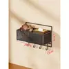 Cesta de parede para dormitório, uso doméstico, cesta de parede sem furos para cabeceira, prateleira de armazenamento multifuncional de parede para banheiro