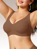 Estilo europeo y americano, transfronterizo, soporte suave, sin varillas, cómodo y moldeador para mujeres con busto grande.; sujetador sin costuras, talla grande