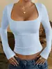 Camiseta de manga corta ajustada con cuello en U, estilo retro casual europeo y americano, para mujer, primavera y otoño 2026, sitio independiente de Amazon, estilo dulce y picante