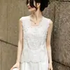Camisola de Renda Branca para Mulheres, Top de Verão sem Mangas, de Alta Qualidade e Estiloso, Lindo Design de Manga Cortada, Novo Modelo 2026