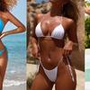 Comércio Exterior AliExpress Celebridade da Internet Explosões Estilo Europeu e Americano Cor Sólida Biquíni de Três Pontos Roupa de Banho de Praia Outlet de Fábrica
