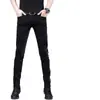 Jeans preto de alta qualidade, nova coleção de primavera, não desbota, para homens, corte slim, versátil, elástico, calça comprida de marca moderna para homens