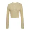 Conjunto de Dos Piezas para Mujer: Cárdigan de Punto Elegante Estilo Francés con Canalé Dorado Calado y Falda Midi - Nueva Colección Primavera 2026S