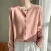 Estilo de Otoño para Ir al Trabajo Nuevo Cardigan de Punto de Lana de Cordero Cuello Pequeño Estilo Corto Suéter Superior para Mujer Manga Larga Ropa de Abrigo