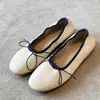 Versão em pele de ovelha ~ Sapatilhas de bailarina minimalistas estilo francês, bico redondo, corte baixo, sola plana, versáteis para o uso diário