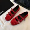 Versión de Piel de Oveja~Zapatos Negros de Cuero de Punta Cuadrada y Corte Bajo con Correas Cruzadas Estilo Francés, Zapatos Planos de Ballet, Zapatos de Cuero Genuino para el Trabajo
