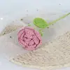 Rosa de Lã Produto Acabado Único Buquê Artificial Tricotado à Mão para Namorada Presente de Dia dos Namorados Flor de Lã Rosa