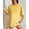 Camiseta Manga Curta Gola Redonda Poliéster Cor Sólida Lisa Masculina Feminina Estilo Casal Camiseta Top Casual Especial Transfronteiriço