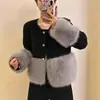 Chaqueta Suéter Estilo Tweed para Mujer Estilo Francés Otoño e Invierno 2025 Nuevo Cardigan Tejido con Empalme de Terciopelo de Visón Engrosado