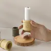 Portavelas Cilíndrico Rayado Liso de Yeso Aromaterapia Base de Vela de Silicona Amapola DIY Trébol de Cuatro Hojas Ancla