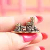 Castelo Estilo Ocidental de Latão Puro, Grande Muralha, Decoração de Micro Paisagem de Aquário Vintage, Artesanato de Animal de Chá para Mesa, Ornamento de Cobre