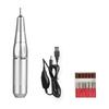 Lijadora de uñas portátil con USB, mini lijadora de uñas eléctrica con bolígrafo, juego de cabezales de pulido para quitar uñas.