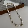 Colar de Pérolas de Cristal Coloridas Misturadas Maillard Corrente de Lã Moda Luxo Leve Elegante Francês Colar de Pérolas Joia Corrente da Clavícula