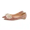 Zapatos de Boda Xiuhe Rojos de Cristal Diamante de Alta Gama para Mujer 2025 Nuevos Zapatos Planos de Novia para Mujer con Tacón Bajo Adecuados para Mujeres Embarazadas