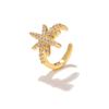Clip de Oreja de Zirconia Microincrustada Geométrica Dulce Fresca Picante Moda Clip de Oreja de Estrella de Seis Puntas Pendientes Apilables Europeos y Americanos