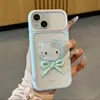 Funda de teléfono de peluche de gato con lazo para Apple 17 Pro Max, diseño lindo para niñas, disponible para modelos 16/15, con una ventana grande para ver