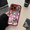 Nuevo Producto de Verano Funda Rosa con Flores para Teléfono Móvil iPhone Fresca de Silicona Suave para Mujer Funda para Teléfono Móvil Apple de 17 Colores