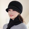 Otoño e invierno, nuevo gorro de punto de piel de conejo para mujeres de mediana edad y mayores, gorro de mamá, gorro de abuela de moda, gorro de lana al por mayor