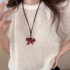 Collar de Lazo Rojo Ancora para Mujer Estilo Nuevo 2024 Minimentary Cadena para el Sudor Nicho Versátil Accesorios de Cordón de Cuero Negro