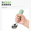 Vajilla Infantil para Bebé Tenedor y Cuchara de Acero Inoxidable 316 Mango Corto Tenedor para Bebé Cuchara para Comer Alimentos Complementarios para Bebés Cuchara Curva