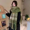 Cachecol de mohair com gradiente de alta qualidade, cachecol de inverno feminino espesso e quente, novo xale de cashmere estilo coreano ins