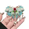 Novo Estilo Chinês Antigo Borboleta Pérola Franja Grampo de Cabelo Lateral Hanfu Acessório de Cabelo Par Clássico Estilo Chinês Clipe Azul Queimado para Mulheres