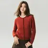 Cárdigan Ligero de Cachemira y Seda Tejido de Encaje Completo con Botones Jacquard de Onda Elegante Ropa Exterior para Mujer para el Trabajo