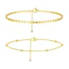 Tobillera de Cuentas de Arroz AliExpress Transfronteriza Moda Nuevo Estilo Minimalista Moderno Estilo Ins Doble Capa Cadena para Tobillo Regalo para Mujer