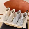 Botas de Moda para Niñas Estilo Martin Otoño Invierno Nuevas Botines Cortos para Niños Lazo de Pedrería Brillante Estilo Princesa Bebé Botas de Algodón