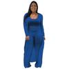 Ropa de Mujer de Talla Grande Transfronteriza Amazon wish Europeo y Americano de Alta Elasticidad Traje de Tres Piezas Ajustado Sexy Ropa de Mujer para Tienda Nocturna