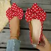 Zapatos de Mujer de Comercio Exterior Lazo Lunares Talla Grande Slip-on 2026 Otoño Zapatos Perezosos Punta Agujero Cruzado Planos Individuales Mujer