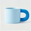 Tazas de cerámica de alta calidad, con asas grandes y forma robusta, personalizables con logotipos en colores macarrón, perfectas como recuerdos; Muestras de color disponibles para pedidos personalizados