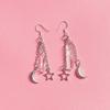 Pendientes de luna y estrellas con colgante de cristal natural irregular transfronterizo de Amazon, diseño creativo hecho a mano.