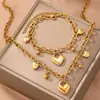 Joyería Estilo Coreano Celebridad de Internet Moda Amor Adornos para la Mano Mujeres Ins Corea del Sur Elegante Dulce Simple Colgante de Corazón de Melocotón Collar