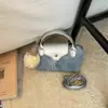 Bolso Pequeño de Moda Color Block para Mujer 2026 Verano Nuevo Estilo Bolso Cuadrado Pequeño Casual Simple Bolso Cruzado de Mezclilla Texturizado